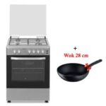 Cuisinière à Gaz BRANDT BGE6241X 60 cm 4 Feux + Wok 28 cm