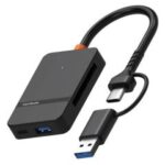 Lecteur De Carte Mémoire Multifonction 8 en 1 Type C + USB - Noir