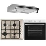 Pack Électroménager FRANCO Four Encastrable + Plaque de Cuisson + Hotte - Inox