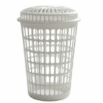 Panier à Linge Plastique Avec Couvercle - Blanc