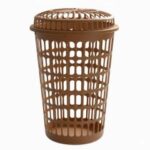 Panier à Linge Plastique Avec Couvercle - Marron