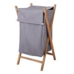 Panier à Linge Pliable en Bois Grand Modèle - Gris