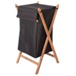 Panier à Linge Pliable en Bois Grand Modèle - Noir
