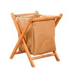 Panier à Linge Pliable en Bois Petit Modèle - Beige