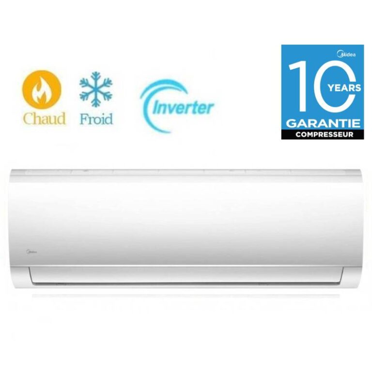climatiseur Midea 9000 BTU Inverter chaud froid vue de face