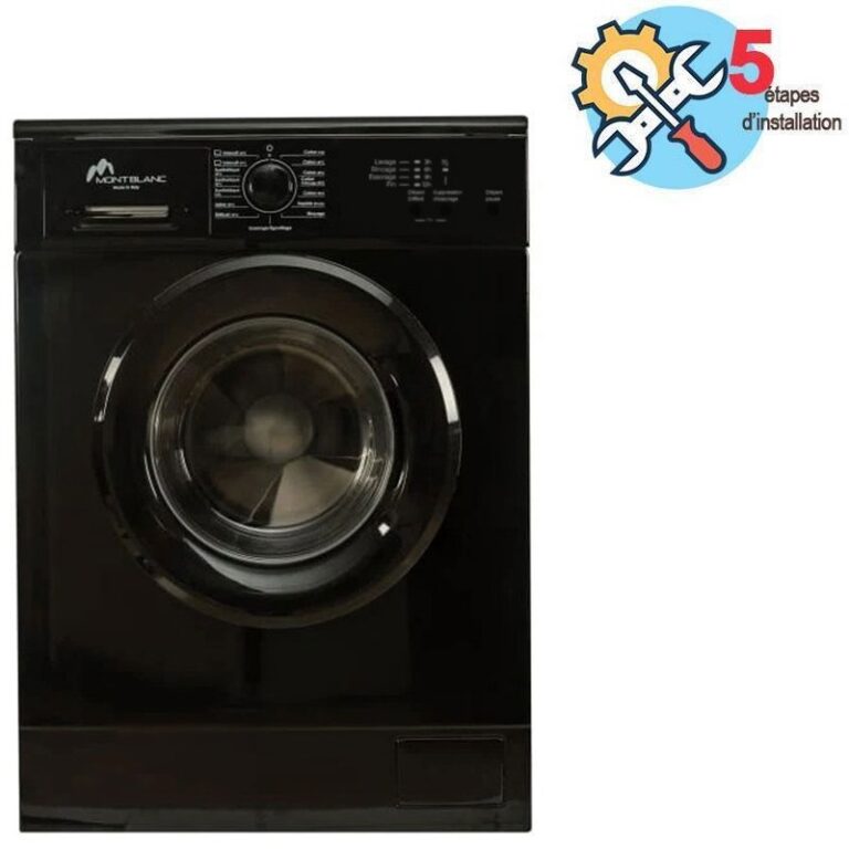 lave linge MONTBLANC BU844 6kg noir vue de face
