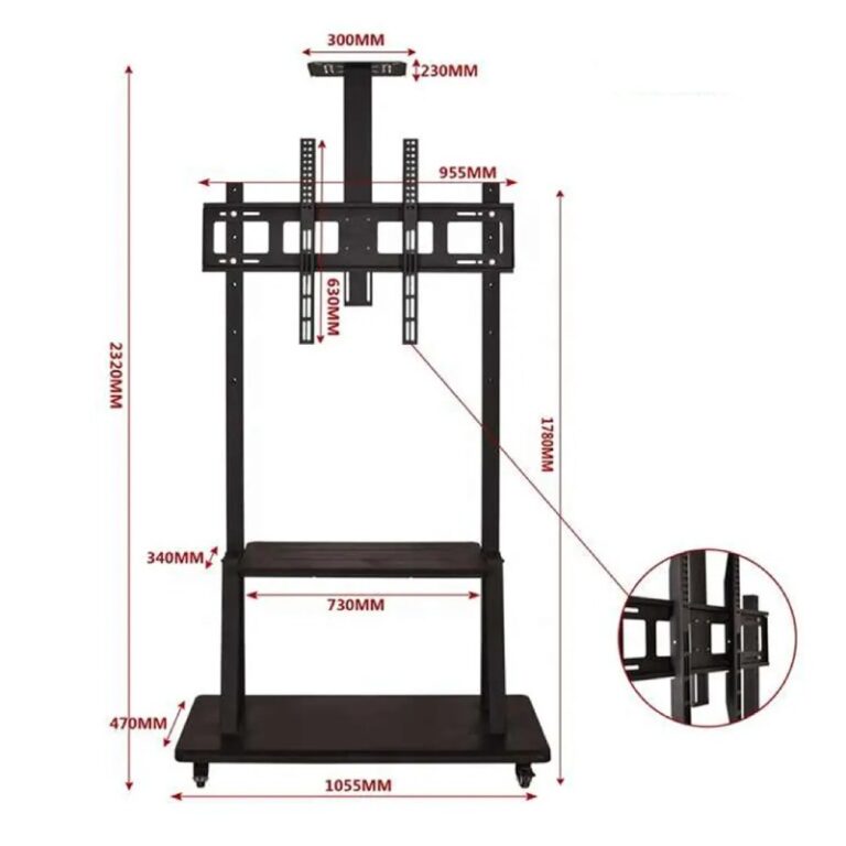 support tv mobile roulettes vue de face