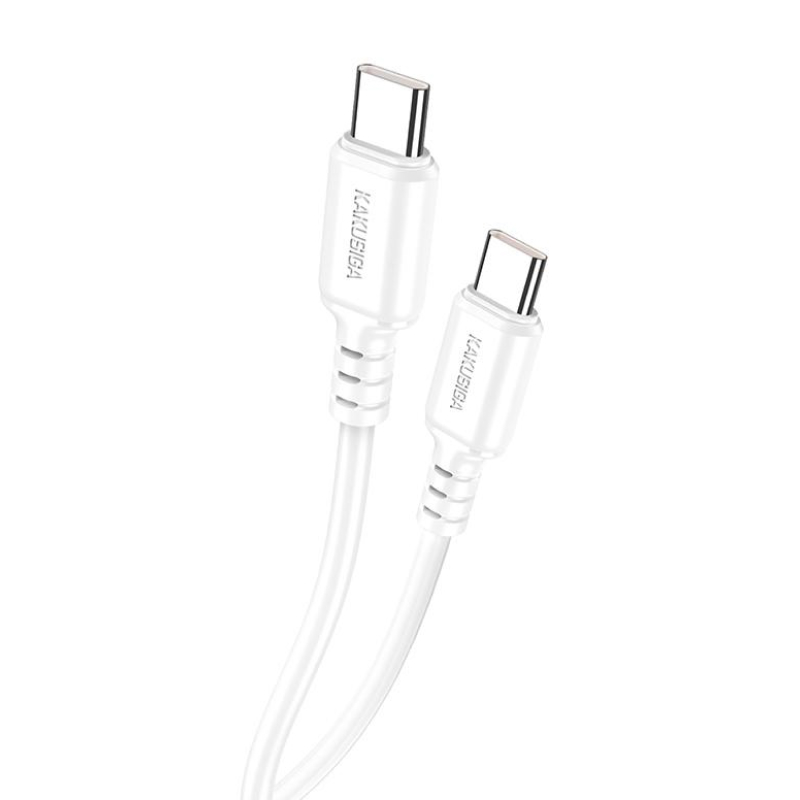 CALBE-CHARGEUR-KAKUSIGA-KSC-982-60W-TYPE-C-VERS-TYPE-C-BLANC.jpg câble chargeur KAKUSIGA KSC-982 Type-C vue de face