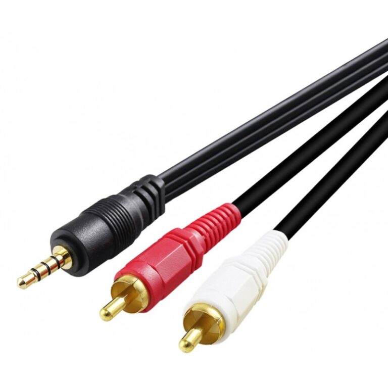 câble audio jack vers 2 RCA vue de face