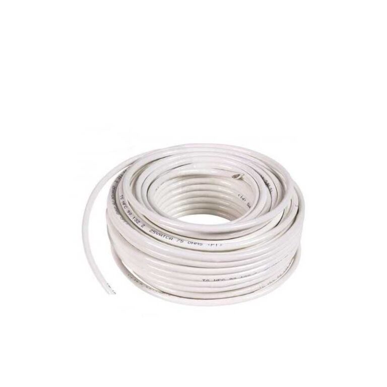 câble coaxial TV blanc vue de face