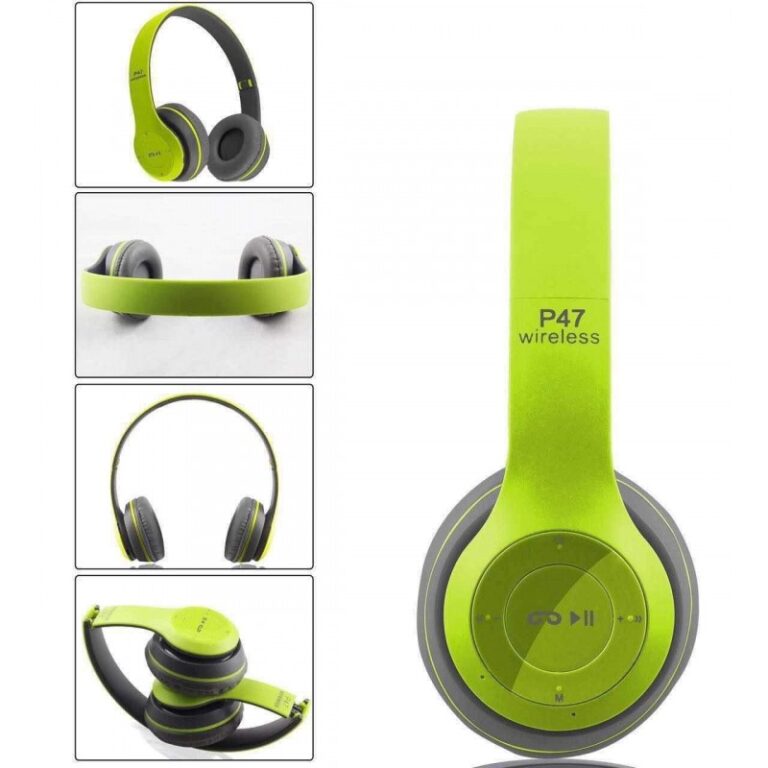 casque bluetooth p47 vert gris vue de face