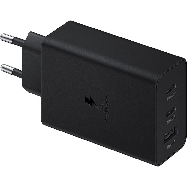 chargeur samsung 65w 3 ports vue de face