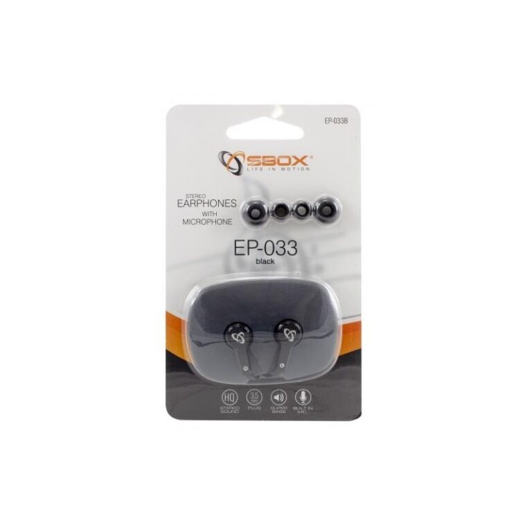 ÉCOUTEURS SBOX EP-033 AVEC MICROPHONE NOIR