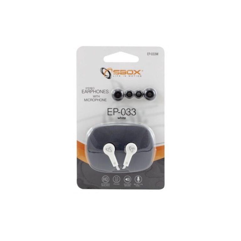 ÉCOUTEURS SBOX EP-033 AVEC MICROPHONE BLANC