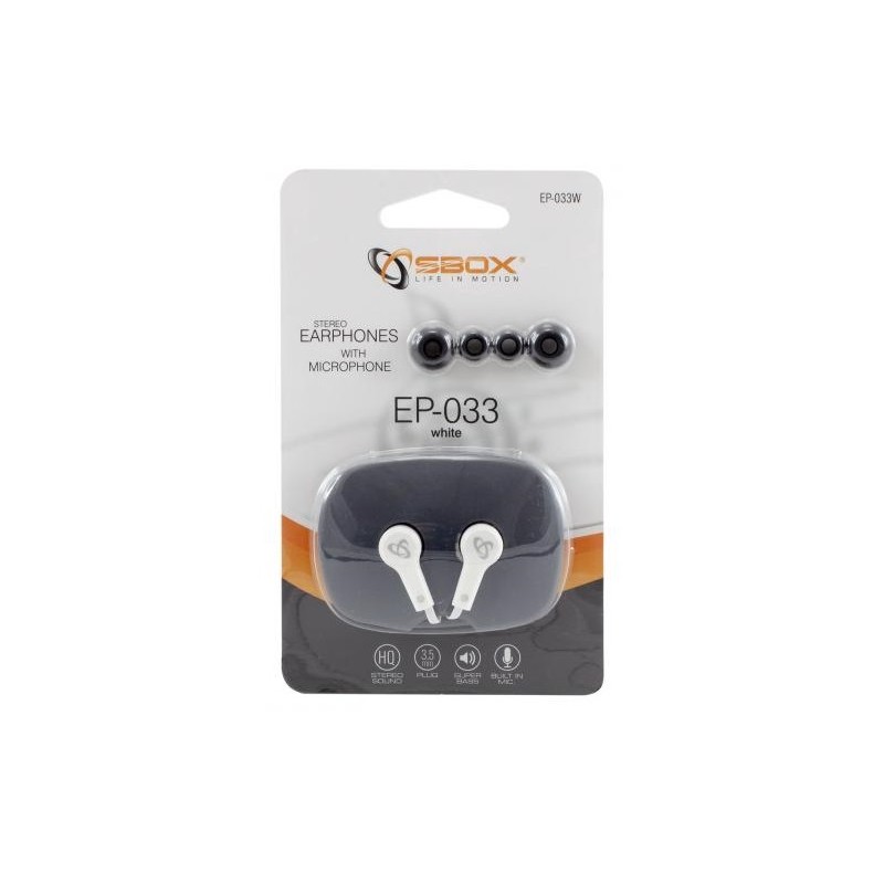 ÉCOUTEURS SBOX EP-033 AVEC MICROPHONE BLANC