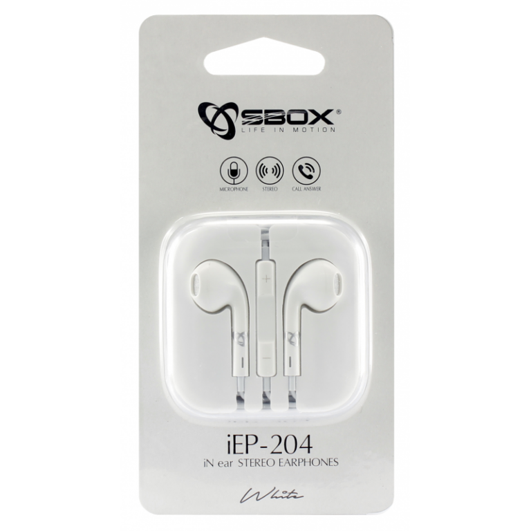 ÉCOUTEURS SBOX IEP-204 AVEC MICRO BLANC