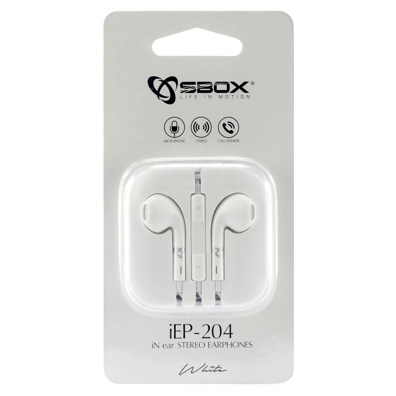 ÉCOUTEURS SBOX IEP-204 AVEC MICRO BLANC