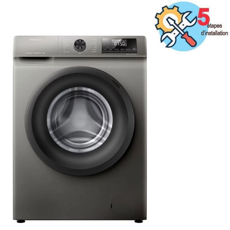 lave linge HISENSE WFQP8014EVMT 8kg Inverter vue de face