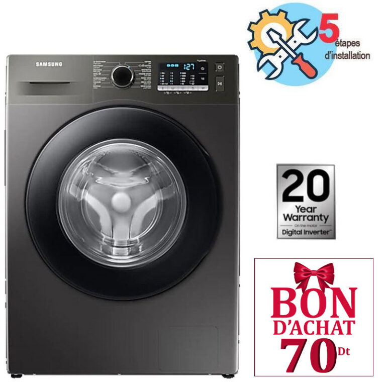 lave linge frontal Samsung WW80TA046AX1MF Eco Bubble 8Kg vue de face