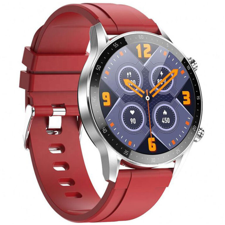 montre connectée Linwear LW08 rouge vue de face