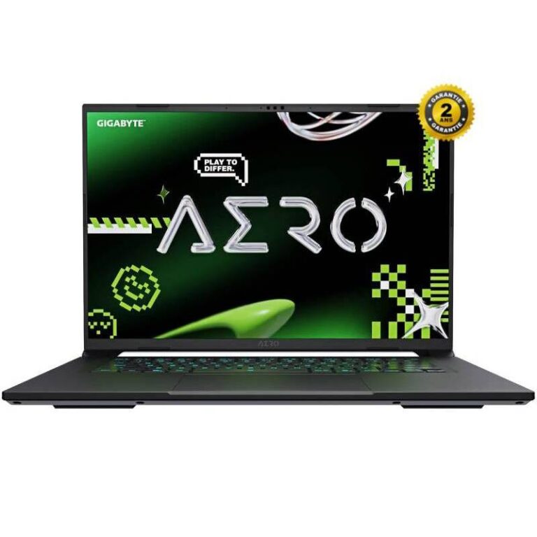 PC portable gamer GIGABYTE AERO X16 AMD Ryzen RTX 5070 vue de face