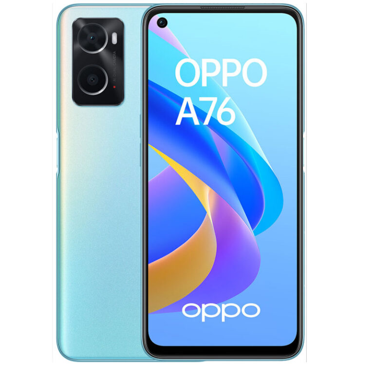 smartphone OPPO A76 6Go 128Go vue de face