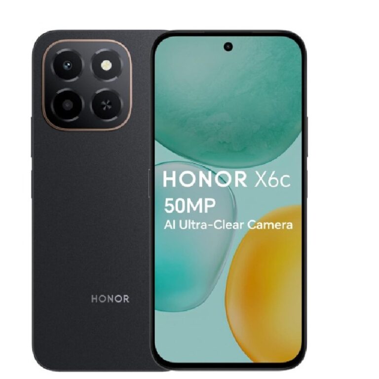 smartphone HONOR X6C 6Go 256Go 4G Noir vue de face