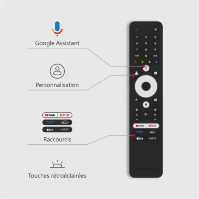 TV Thomson 55" QLED Pro TELECOMMANDE