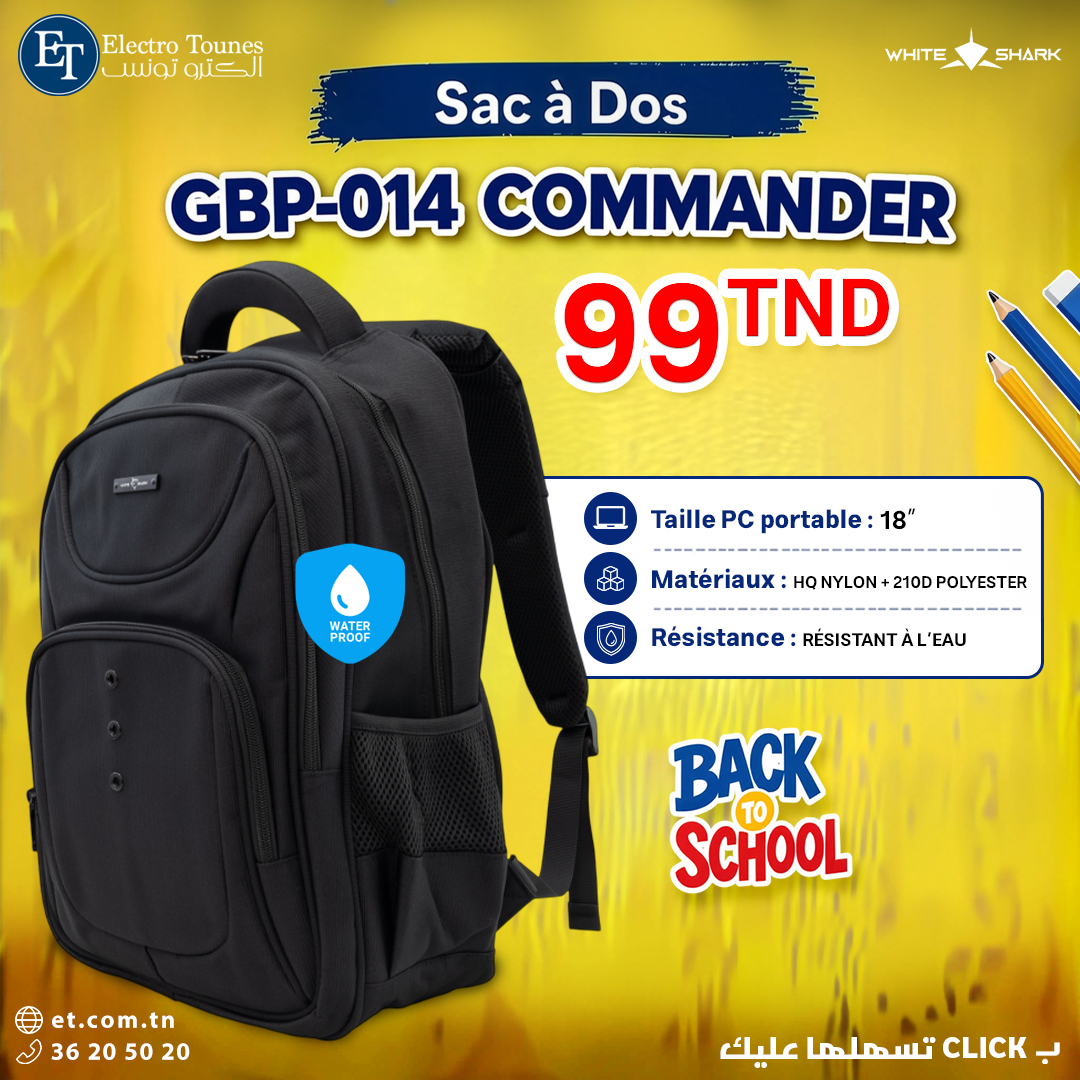 Sac_a_Dos_WHITE_SHARK_GBP-014_COMMANDER_18_Noir Sac a Dos WHITE SHARK GBP-014 COMMANDER 18" Noir – Image 1