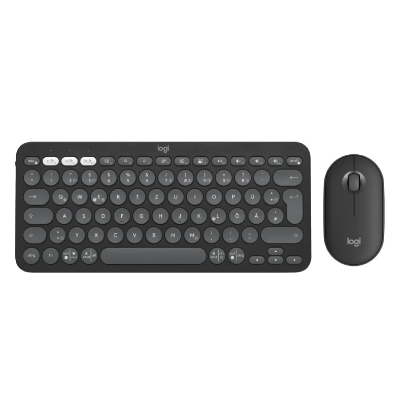 ensemble-clavier-souris-sans-fil-logitech-combo-pebble-2-noir-jn PACK Clavier et Souris LOGITECH Pebble 2 Noir – Image 1