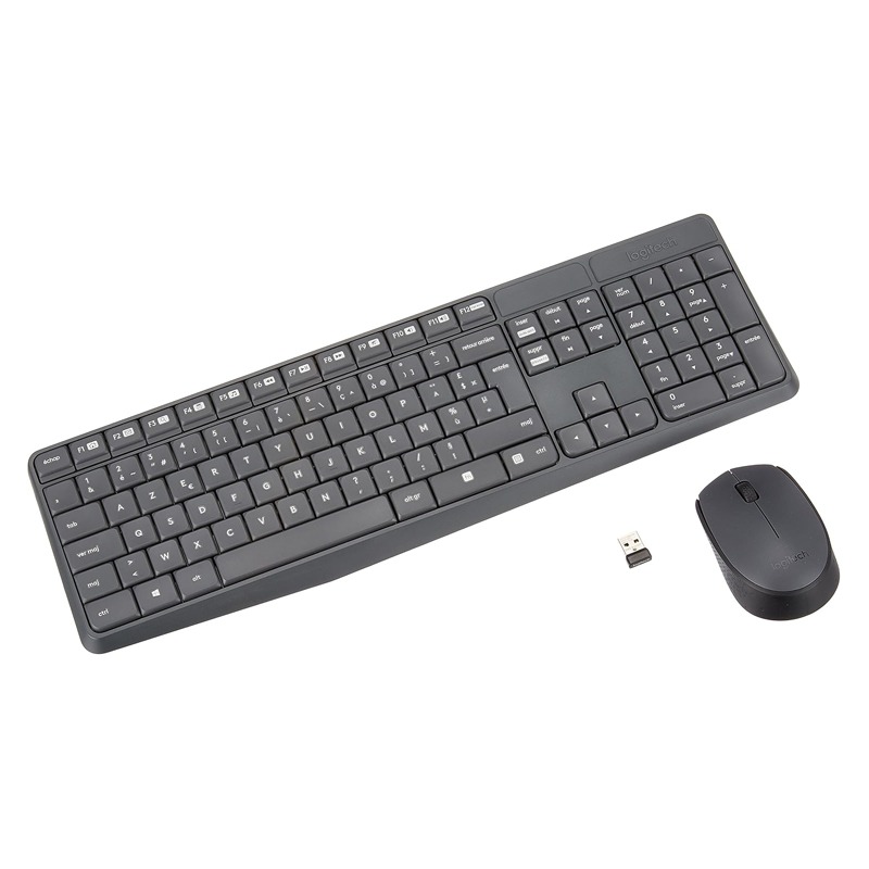 ensemble-clavier-souris-sans-fil-logitech-mk235-gris PACK Clavier et Souris LOGITECH MK235 Wireless Gris – Image 1