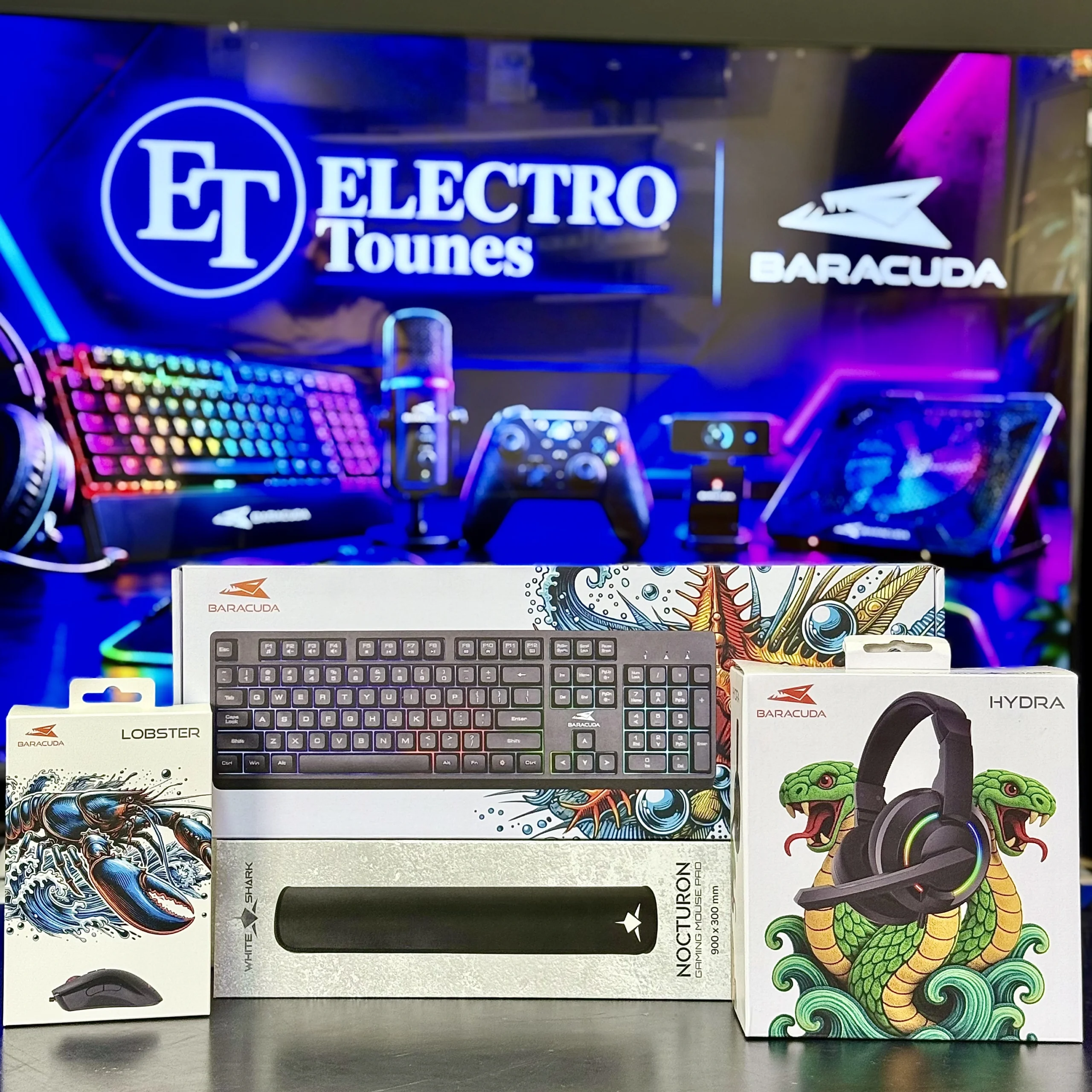 PAB-v4 Pack BARACUDA V4 | Clavier + Souris + Tapis + Casque | Noir – Image 1